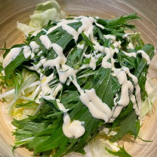 水菜とレタスの簡単マヨサラダ